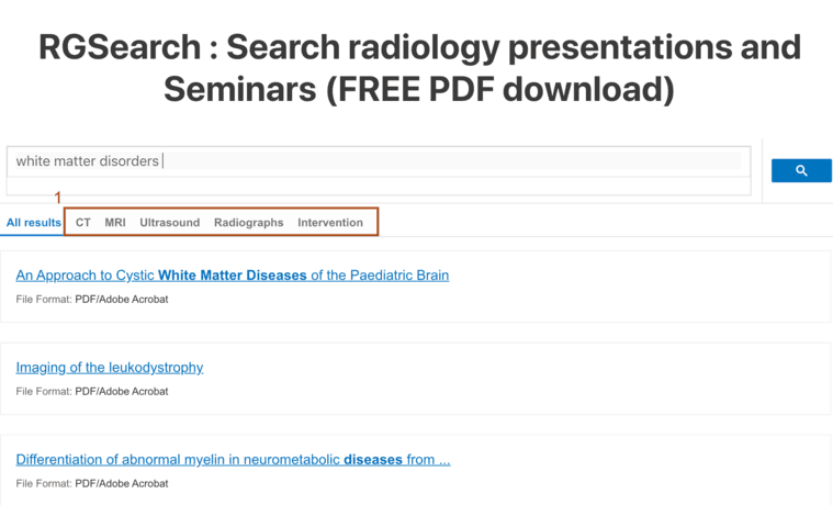 Radiology Search engine example