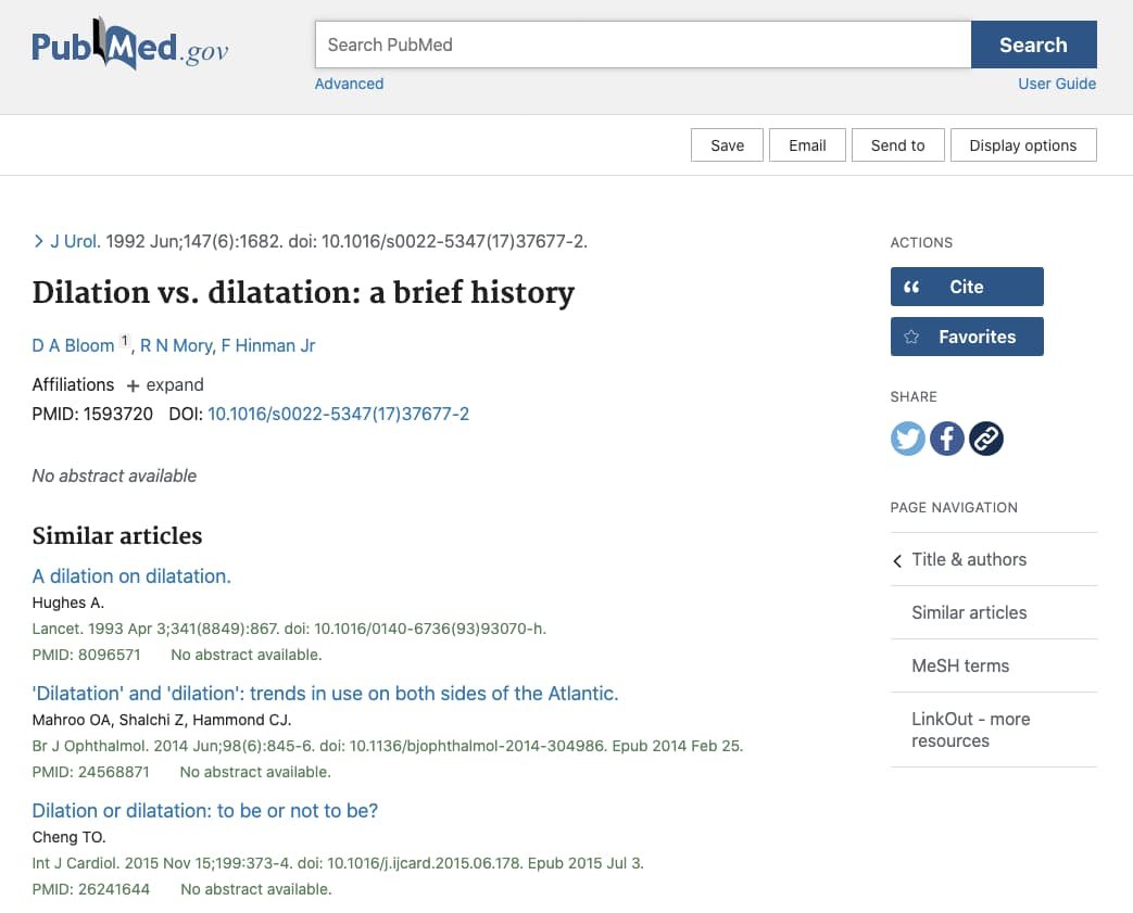 Dilatation vs dilation Pubmed Research Articles