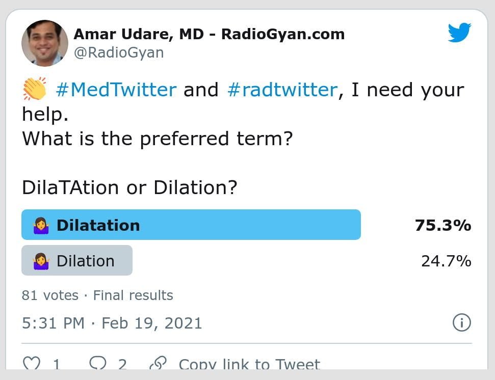 Dilatation vs dilation debate Twitter