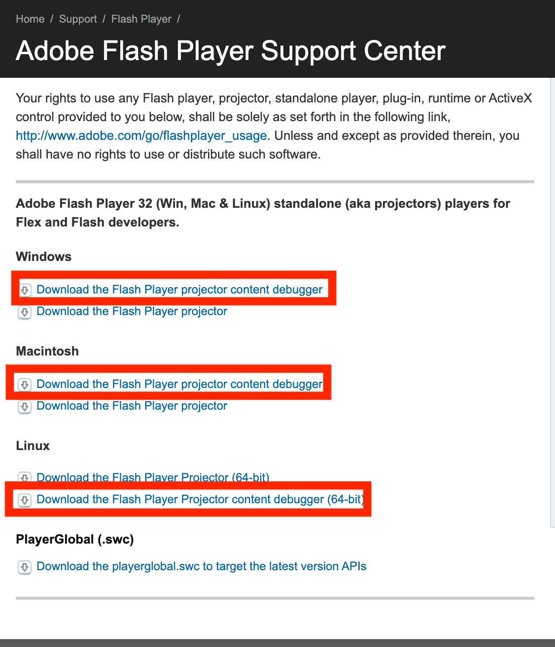 Download Adobe Flash Debugger